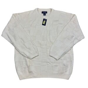 NEW Roundtree & Yorke Tall Man Textured Checkerboard Cotton Sweater Mens XLT